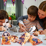 CCINEE 180pcs Halloween Cellophane Treat Bags, Plastic Clear Cookie Candy Bags Bulk with 210pcs Twist Ties Pumpkin Ghost Snack Bag for Halloween Trick Or Treat Party Favors