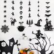 7PCS Glitter Black Halloween Garlands – Pre-Strung Hanging Decorations with Spiders, Bats & Witches