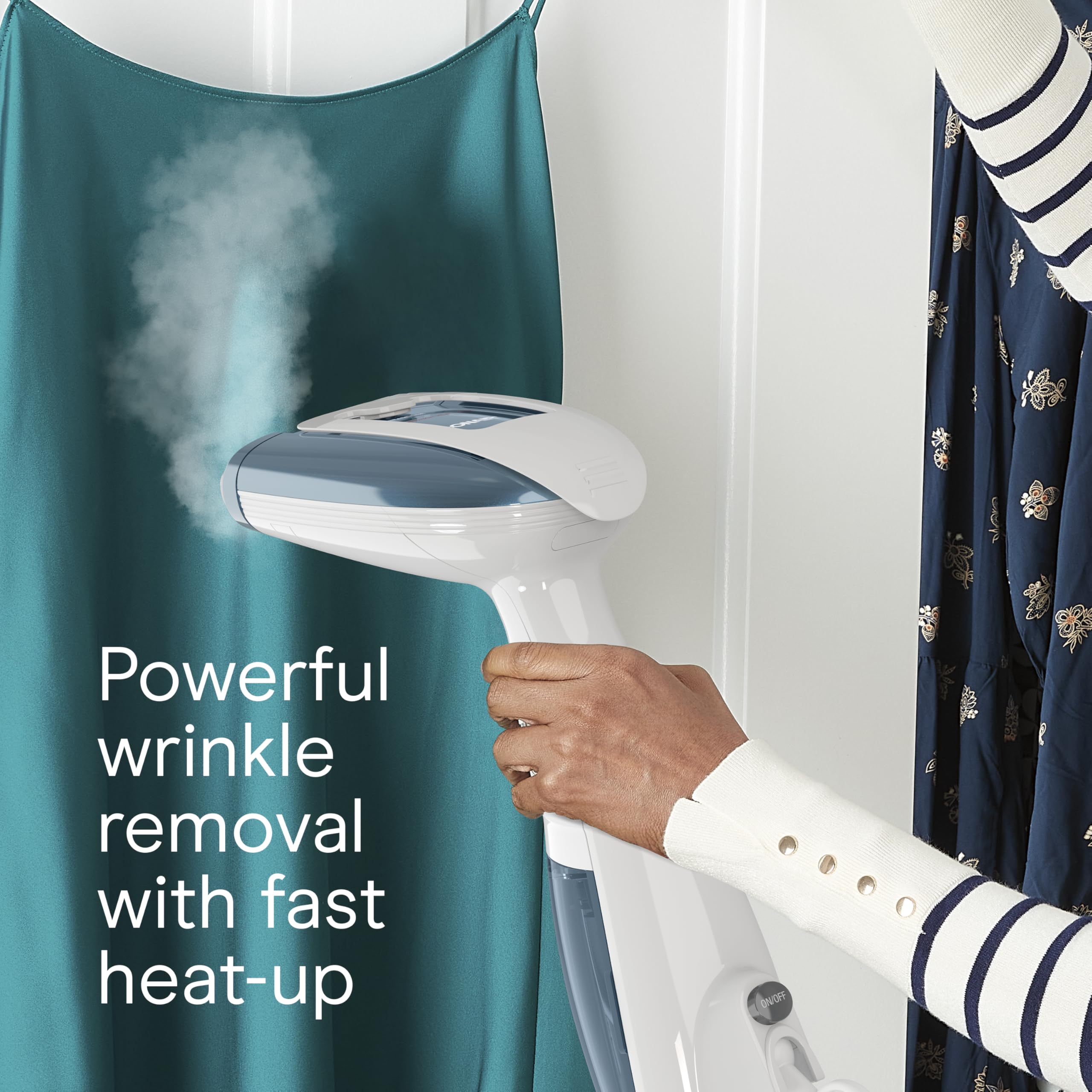 Conair Turbo ExtremeSteam Blue Professional Handheld Garment Steamer 1875W with Aluminum Steam Plate and Creaser