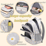 Daisy Print School Backpack Set with Insulated Lunch Bag