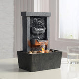 Yellow LED Tabletop Waterfall Fountain – Resin Indoor Desktop Zen Water Feature (110V US Plug)
