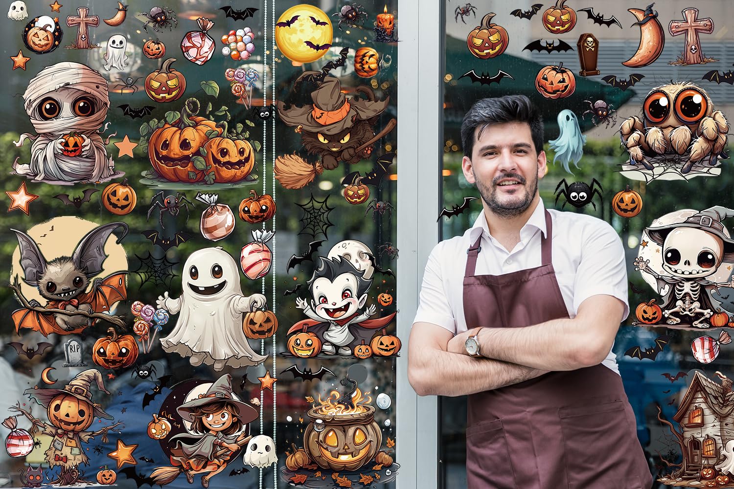12-Sheet Halloween Window Clings – Reusable Double-Sided PVC Stickers for Home & Party Decor