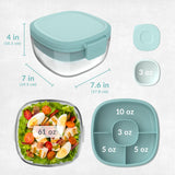 Bentgo Glass Salad Bowl – Airtight Stackable Lunch Container with Toppings Tray & Sauce Cup