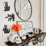 Black Cat Wooden Halloween Decorations – 3-Piece Set of Spooky-Cute Cat Figures for Indoor Home Décor (DRZS0090)