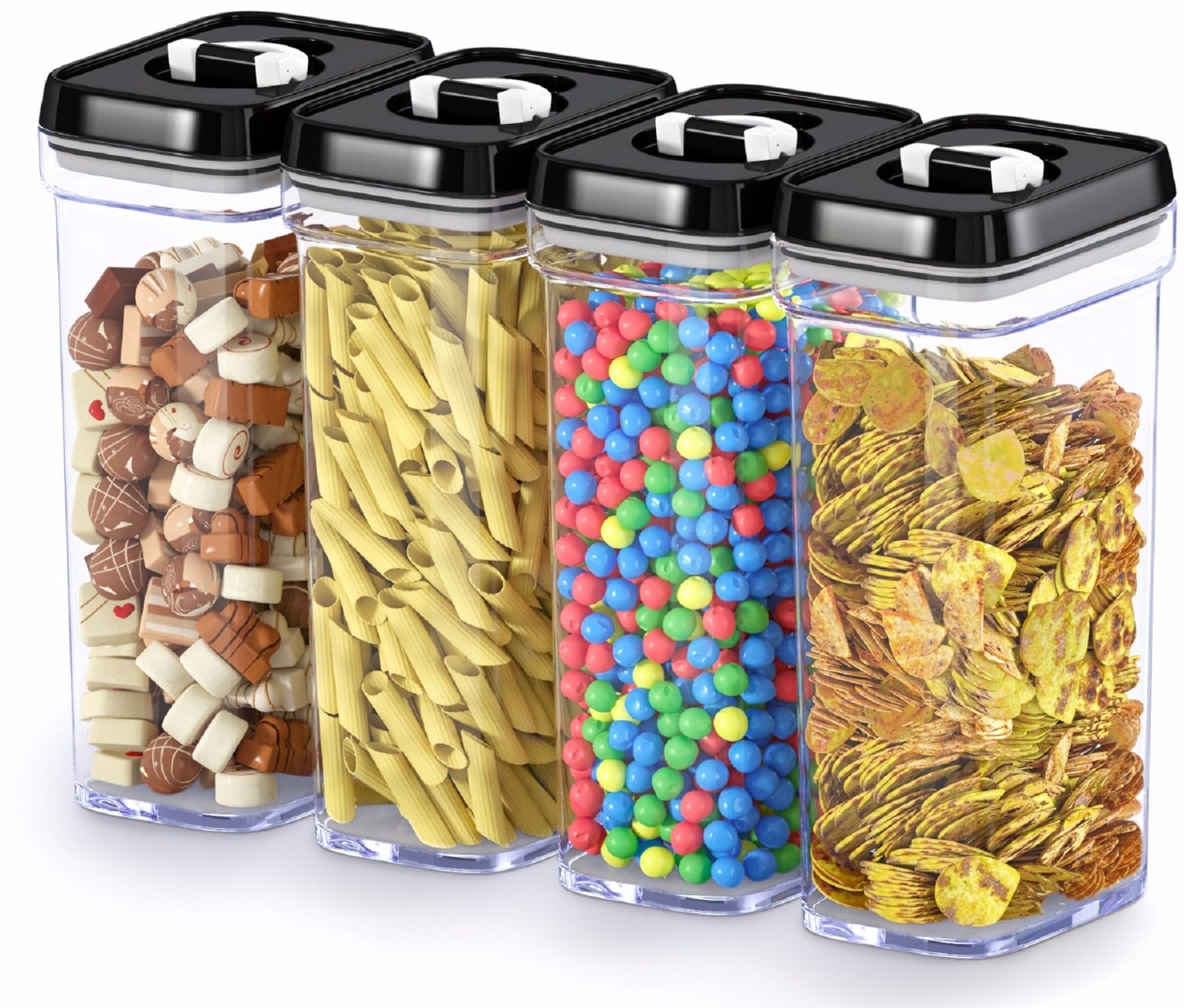 Dwellza 1.7L Airtight Food Storage Containers – 4-Piece BPA-Free Pantry Organization Set