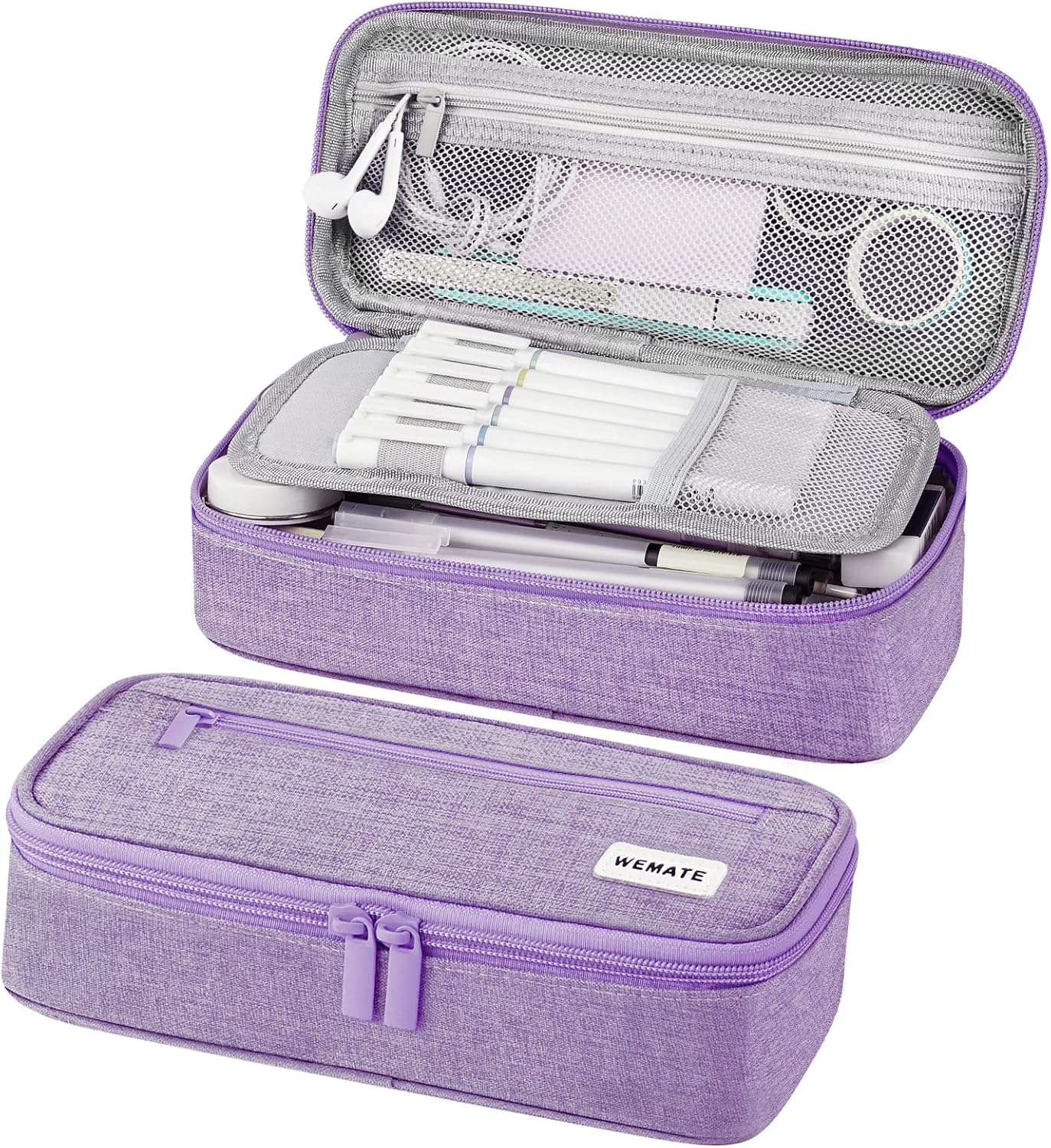 Large 80-Pencil Canvas Organizer Case with 5 Compartments