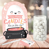 Pastel Halloween Candy Guessing Game – Pink Pumpkin Party Sign with 40 Guess Cards for Cute Halloween Events & Fall Celebrations