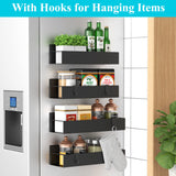 HuggieGems Magnetic Spice Rack Organizer (4-Pack) – Heavy-Duty Metal Fridge & Oven Storage, Adjustable Design (Black)