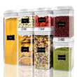 Airtight Food Storage Containers Set with Spring-Lock Lids – 7 Piece Thick Plastic Pantry Organizer