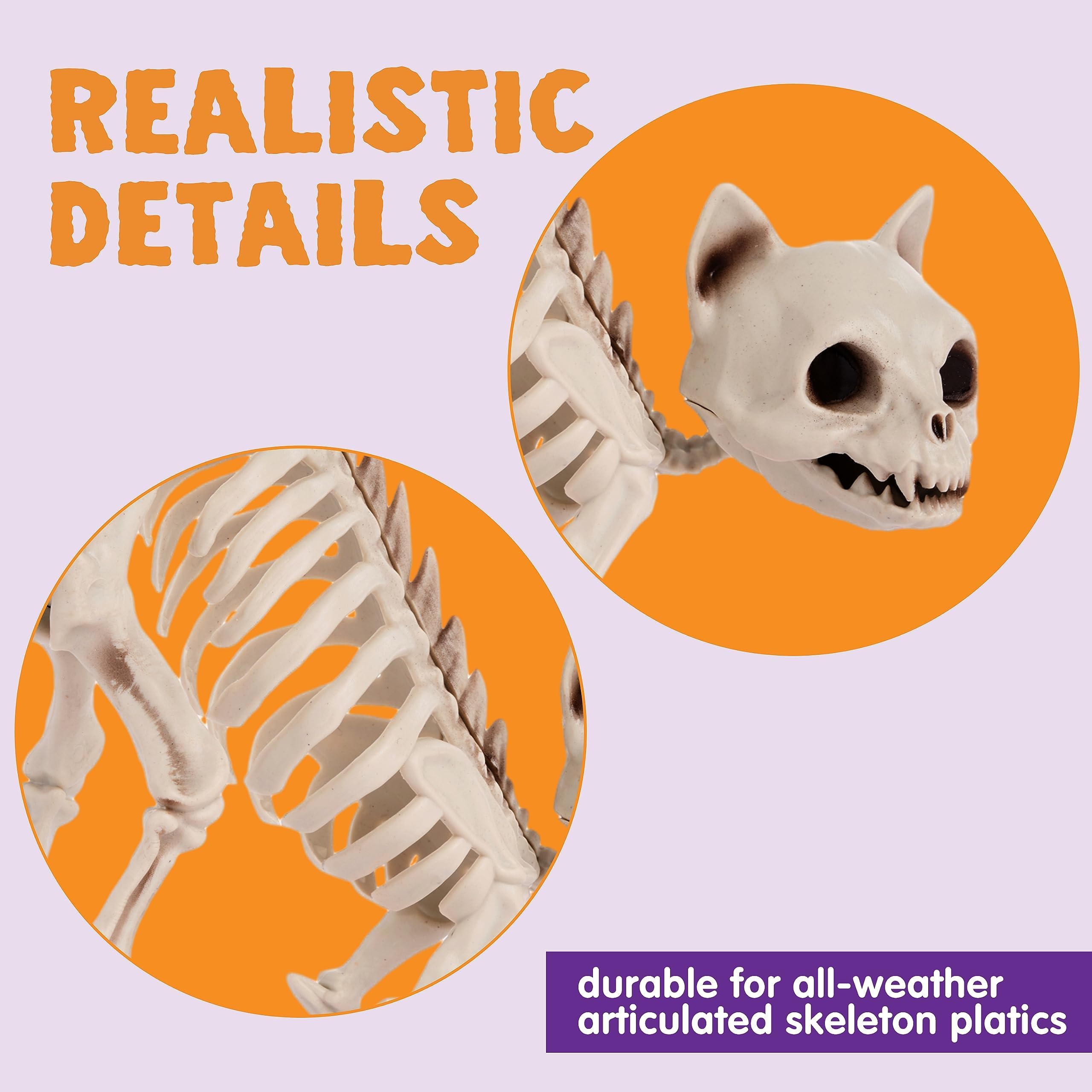 2PCS Halloween Skeleton Cats – Realistic Weatherproof Outdoor Decorations for Yard, Lawn & Patio