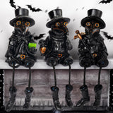 Vintage Plague Doctor Figurines (Set of 3) – Resin Halloween Shelf Sitters with Dangling Legs