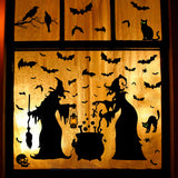 Extra-Large Halloween Window Clings – Reusable Double-Sided Witch & Bat Stickers for Glass, Mirrors & Doors