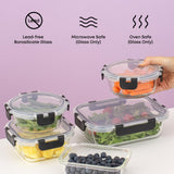 Glass Food Storage Containers with Lids – 12-Piece Borosilicate Meal Prep Set (Black Lids)