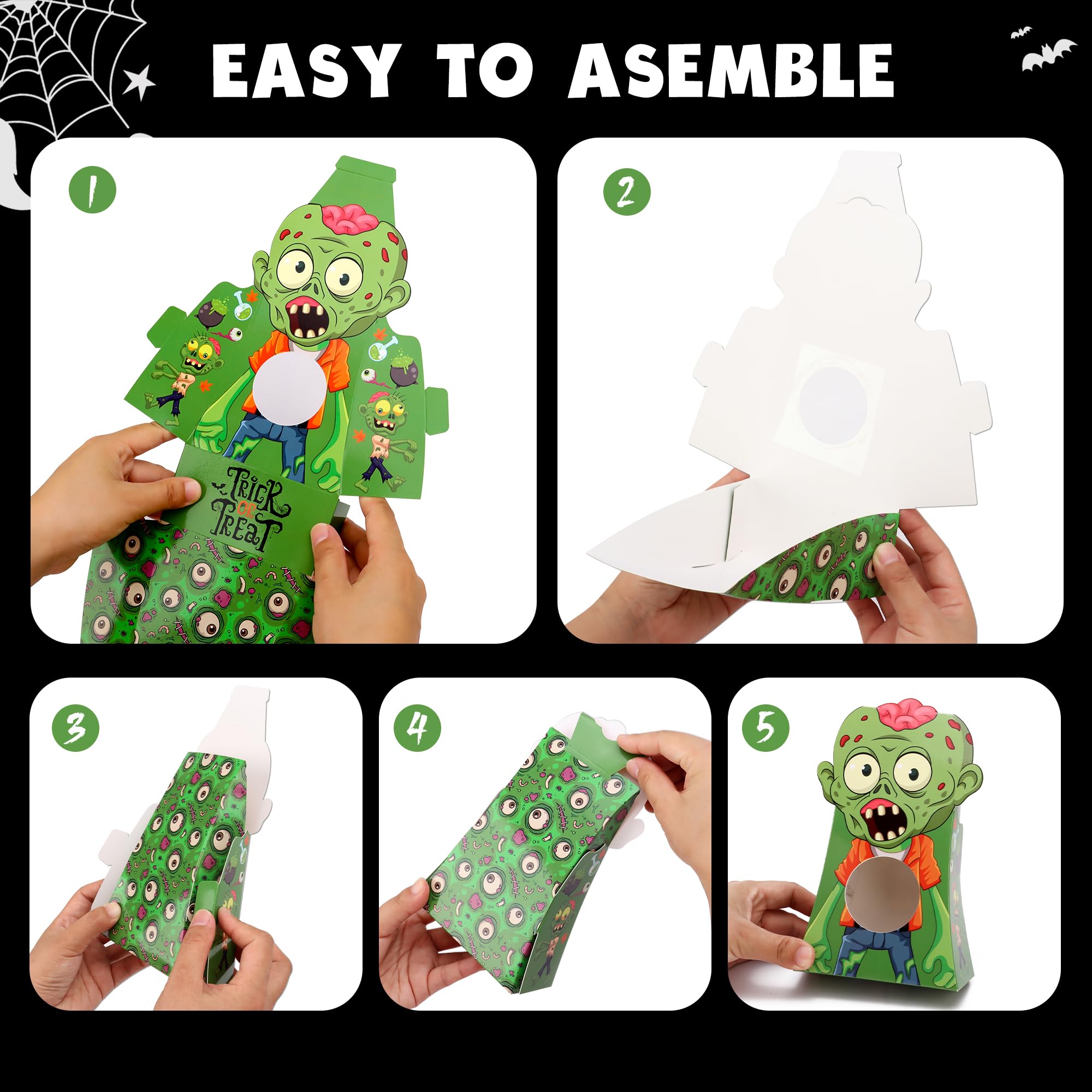 Giiffu 54-Pack Halloween Treat Boxes with Clear Window - 9 Designs Trick or Treat Candy Bags for Kids Party Favors Supplies, Classroom Exchange (6 x 4 x 2 Inches)