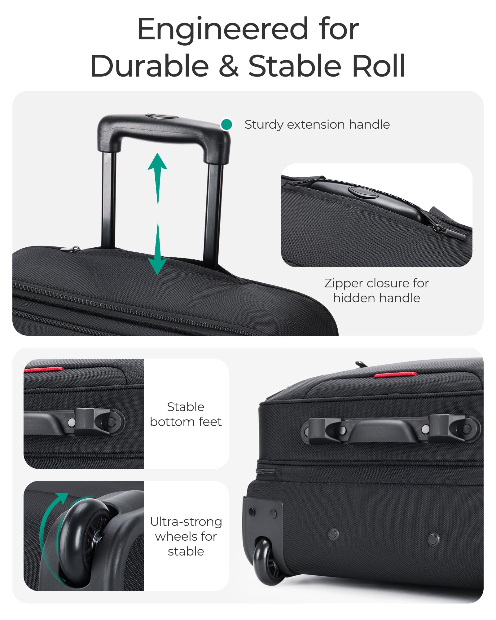 Bagsmart Rolling Laptop Briefcase with Wheels for 17.3-Inch Laptop & TSA Lock – Black