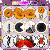 Halloween Classic Party Decoration Set – 10-Piece Paper Lantern & Hanging Décor Kit with LED Bulbs (Pumpkin, Skeleton, Bat, Witch & Spider Designs)