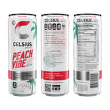 CELSIUS Sparkling Peach Vibe Energy Drink, Sugar-Free with 200mg Caffeine & Essential Vitamins – Tropical Fitness Energy, 12 Pack