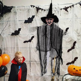 Oversized Halloween Creepy Cloth – 410 x 80 in Black Spooky Gauze Fabric for Haunted House & Party Decor