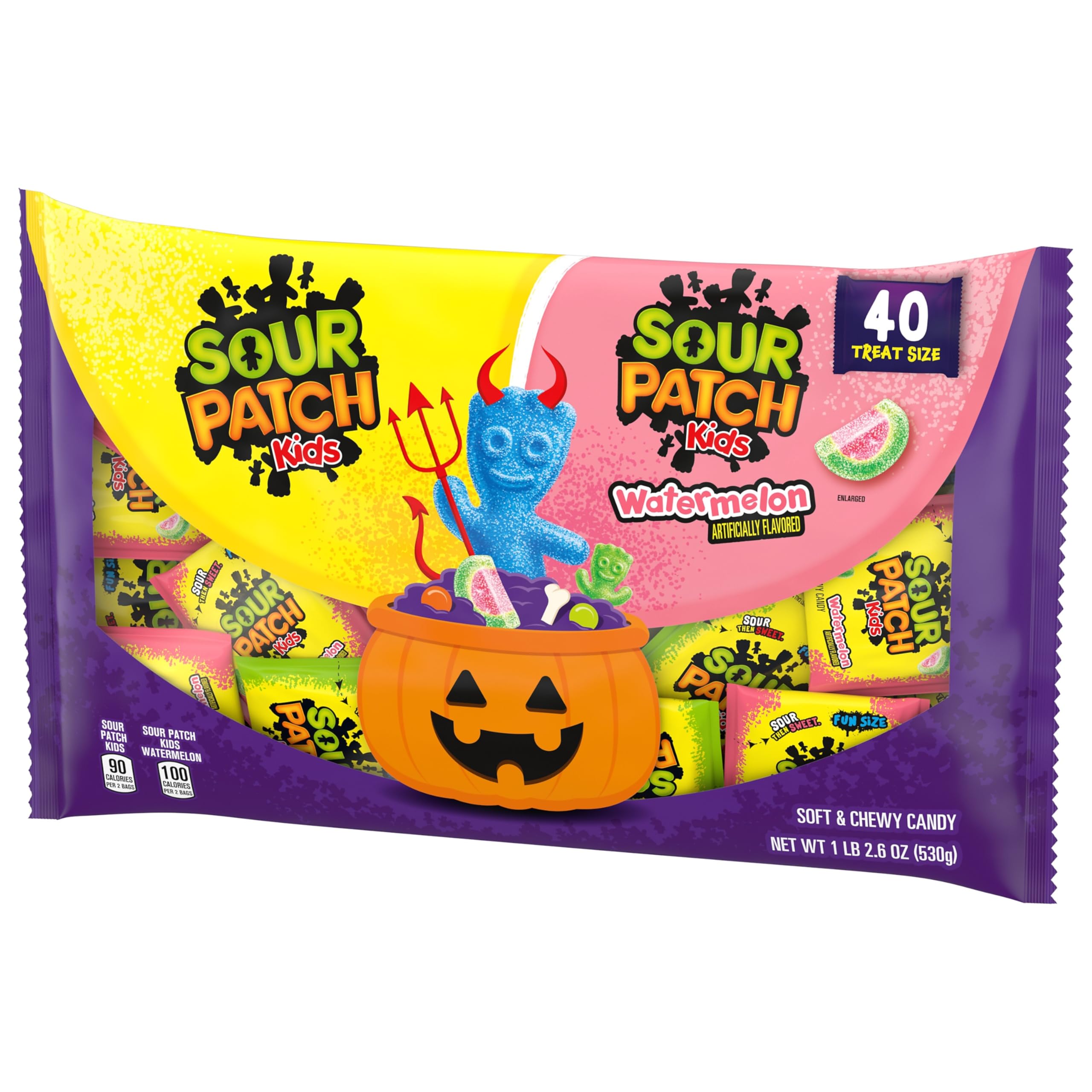 SOUR PATCH KIDS Halloween Candy Variety Pack – 40 Treat-Size Bags (Original & Watermelon Flavors)