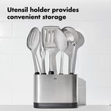 6-Piece Stainless Steel Prep & Serve Utensil Set with Holder – Elegant Kitchen-to-Table Design