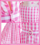 Golray 7pcs Girls Plaid Costume Dress Sweet Slip Dress with Accessories Movie Outfit Birthday Halloween Costume Girl Dress up Clothes for Play