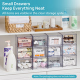 Clear Stackable Drawer Organizer Set (4-Pack) – Pull-Out Storage Drawers for Bathroom, Kitchen, Vanity & Pantry