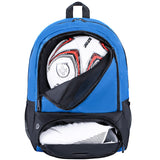 HIMAL OUTDOORS Soccer Backpack – Sports Gear Bag with Ball Holder & Separate Cleat Compartment (Blue)