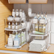 Delamu Modular 3-Tier Pull-Out Under Sink Organizer Set – Stackable Clear Storage System for Kitchen & Bathroom (White)