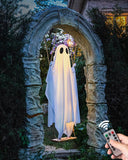 13FT Adjustable Swing Ghost with LED Lights – Giant Hanging Halloween Decoration with Remote & 8 Lighting Modes (White, LK567)