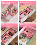 25-Piece Pink Drawer Organizer Set – Stackable Plastic Storage Trays for Makeup, Jewelry, Office & Kitchen Drawers