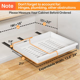 Extra-Wide Pull-Out Cabinet Organizer – Full-Extension 3-Rail No-Drill Slide-Out Drawers (White)