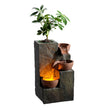 Three-Bowl Rock Tabletop Water Fountain with DIY Planter Basin & Warm LED Light (3-Bowl Rock)