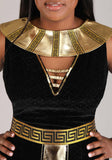 Black & Gold Cleopatra Costume – Elegant Egyptian Queen Velvet Gown with Sequined Collar & Belt