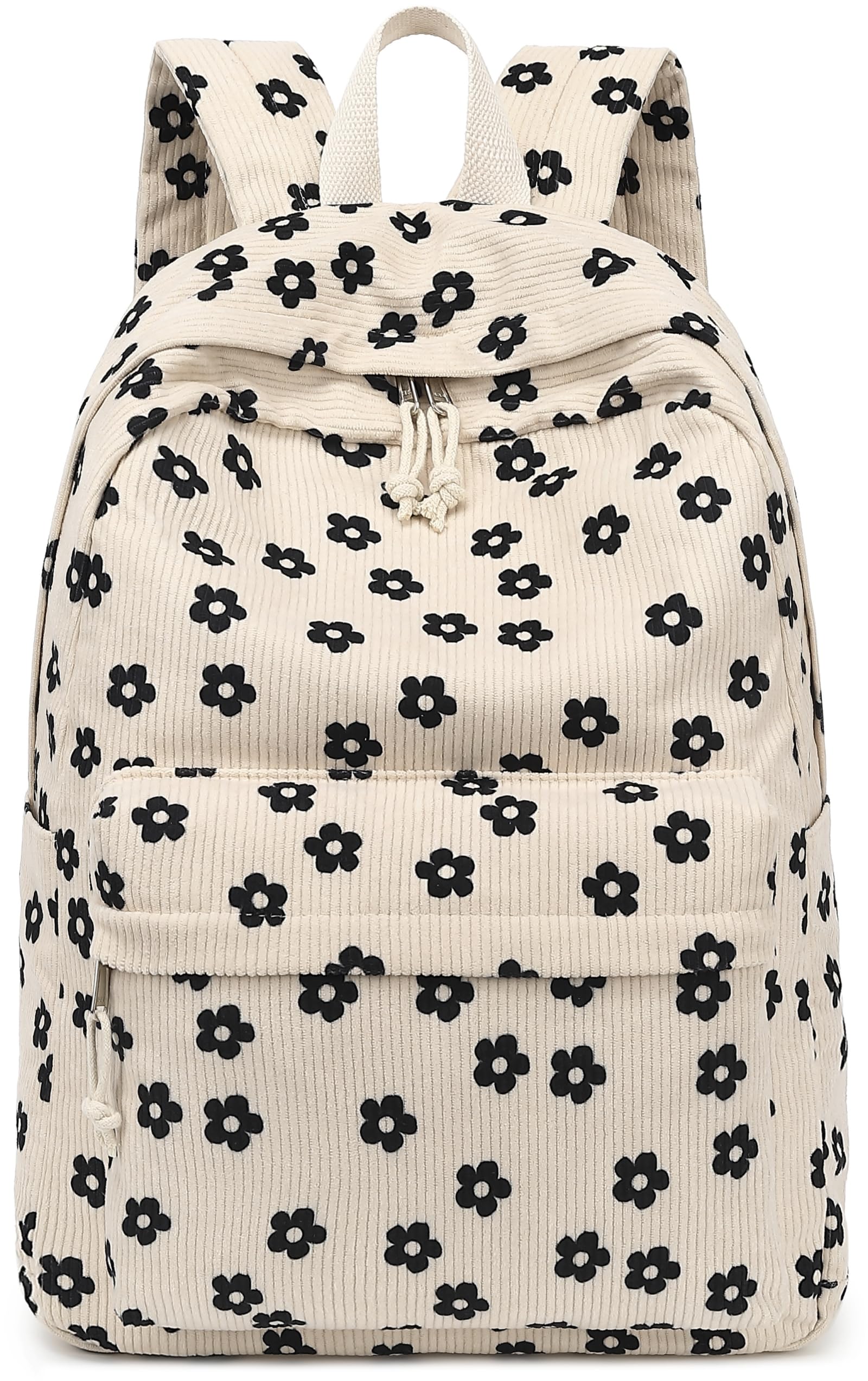 Bluboon Teen Girls School Backpack with Laptop Compartment, Corduroy Floral Design, Lightweight Daily Bookbag