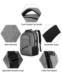 Matein 17″ TSA-Approved Travel Laptop Backpack – Large Carry-On with USB Charging & Trolley Sleeve (Grey)