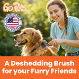 GoPets 2-Sided Dematting Comb and Deshedding Brush with Stainless Steel Blades, Undercoat Rake for Dogs and Cats