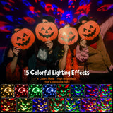 2-in-1 Halloween Pumpkin Projector Night Light – 15 Lighting Modes Star & Jack O’Lantern Indoor LED Lamp (USB-C Powered)