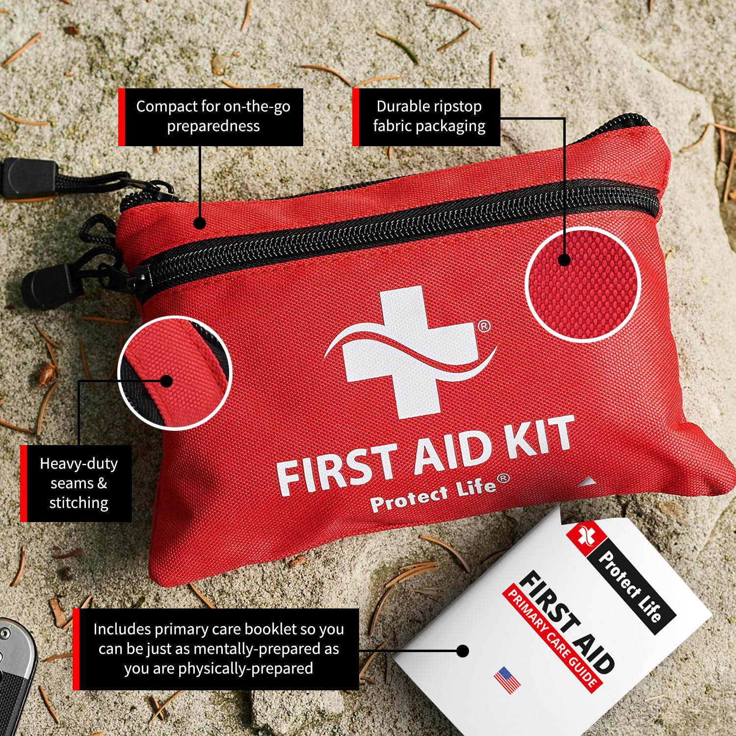 PROTECT LIFE Survival First Aid Kit (100 Pieces) – Compact Emergency Medical Kit for Camping, Travel & Outdoor Use