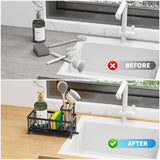 Stainless Steel Kitchen Sink Caddy with Rotatable Spout – Compact Sponge & Brush Organizer