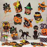 Vintage Halloween Cutouts Set – 40 Retro Paper Decorations with Black Cats, Witches & Owls for Party Decor