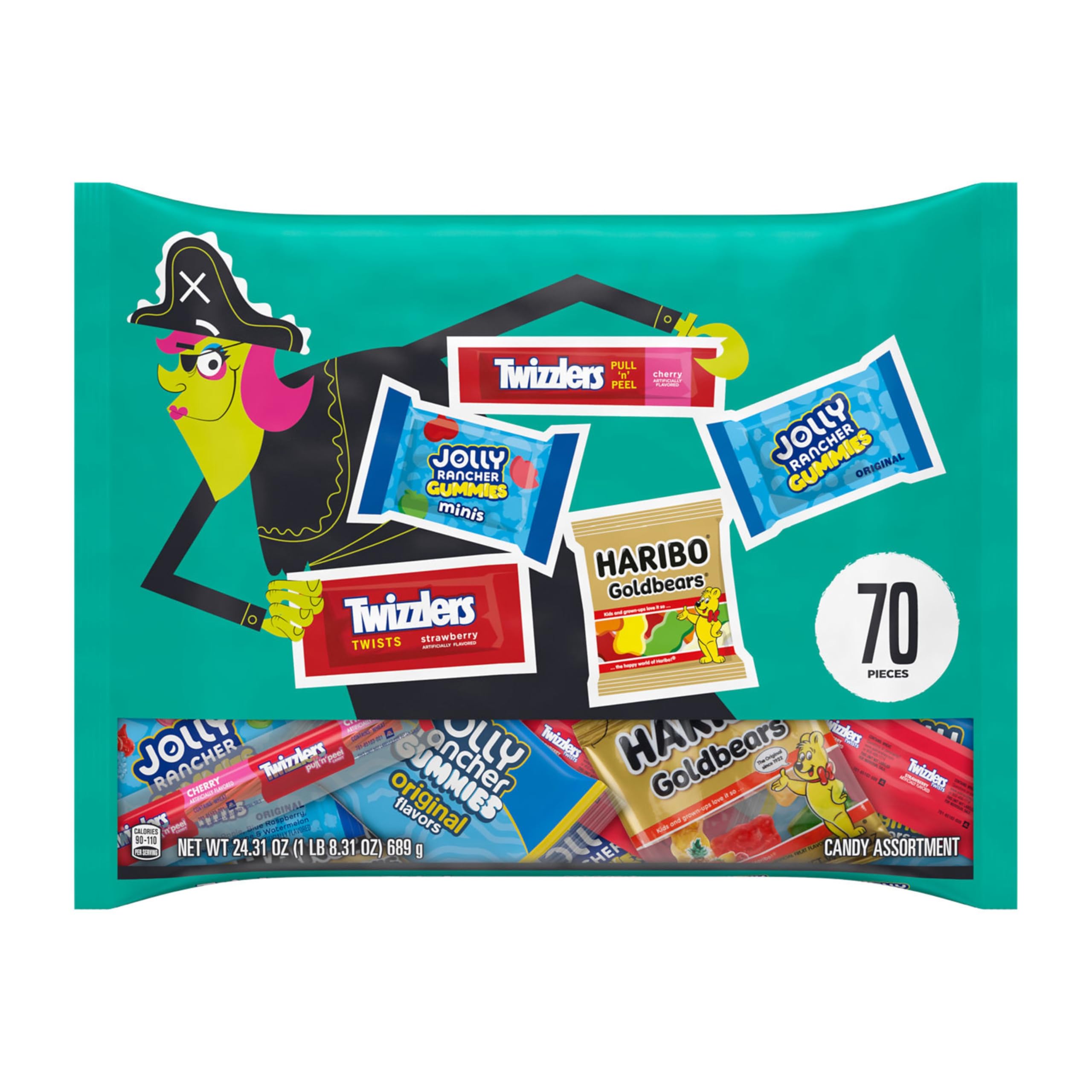 HARIBO, JOLLY RANCHER & TWIZZLERS Halloween Variety Bag – 70PCS Assorted Fruity Candy Mix for Parties & Trick-or-Treat 🍓🍒🍬