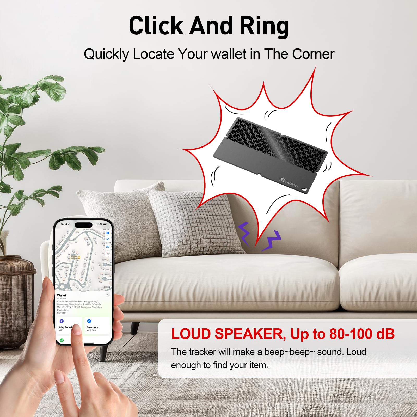 Ultra-Slim Smart Wallet Tracker Card – Apple Find My Compatible Bluetooth Item Locator with 100dB Alarm, IP67 Waterproof Anti-Loss Tracker for Wallet, Luggage & Keys