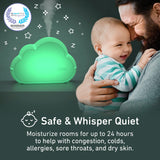 PureBaby Cloud Cool Mist Humidifier with Night Light – 1.8L Ultrasonic Nursery Humidifier for Baby Room (24-Hour Moisture)