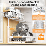 PXRACK Under Sink Organizer 2-Pack – Adjustable Height 2-Tier Pull-Out C-Shape Cabinet Storage for Kitchen & Bathroom