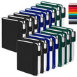 Feela A6 College Ruled Notebook Set – 15 Pocket Journals with 15 Black Retractable Pens (Black, Navy & Dark Green)