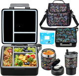 Kids Bento Lunch Box Set with 3 Compartments, 17 oz Food Jar, Insulated Bottle, Lunch Bag and Ice Pack
