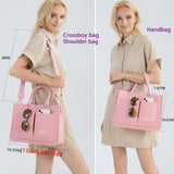 ZHMO Canvas Tote Bag for Women – Large Work & Travel Tote with Compartments, Laptop Shoulder & Crossbody Bag (Pink)