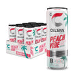 CELSIUS Sparkling Peach Vibe Energy Drink, Sugar-Free with 200mg Caffeine & Essential Vitamins – Tropical Fitness Energy, 12 Pack