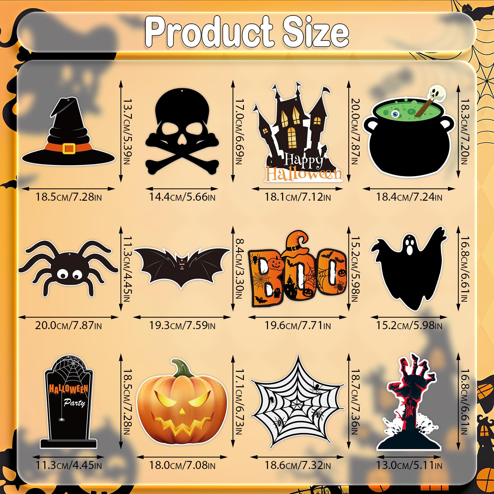Halloween Hanging Swirl Decorations – 60PCS Ceiling Foil & Card Set with Ghosts, Bats, Pumpkins & Spiders
