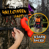 Crashing Witch Halloween Decoration – Life-Size Funny Yard Prop with Starry Hat, Striped Stockings & Pumpkin Hair (Orange)